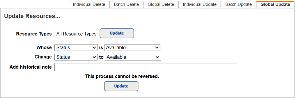 Global Update sub-tab.